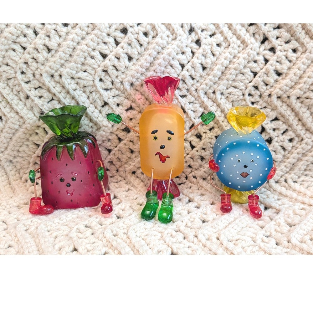 Vintage WMG 2006 Candy Character‎ Figurines Set of 3 Fruit Sweets Kitsch Decor